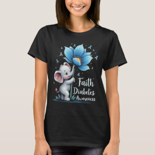 Cute Faith Elephant Diabetes Awareness Retro Sunfl T-Shirt
