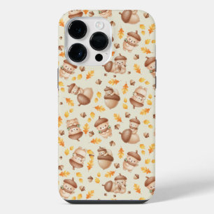 Cute Fall Acorn Bear Seamless Pattern iPhone 14 Pro Max Case
