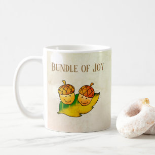 Cute Fall Acorn Bundle of Joy Twin Baby Shower Coffee Mug