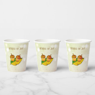 Cute Fall Acorn Bundle of Joy Twin Baby Shower Paper Cups