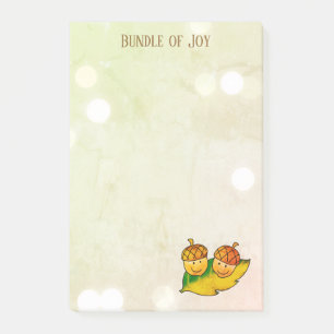Cute Fall Acorn Bundle of Joy Twin Baby Shower Post-it Notes