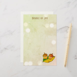 Cute Fall Acorn Bundle of Joy Twin Baby Shower Stationery