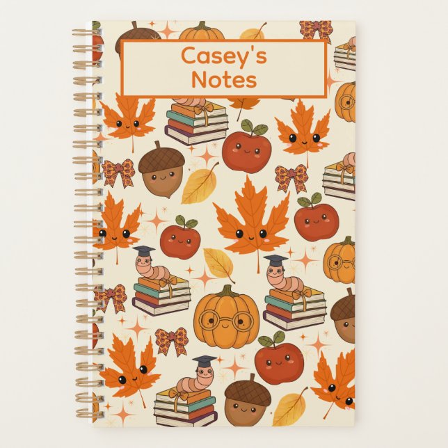 Cute Fall Anime School Notes Personalized Planner (Front)
