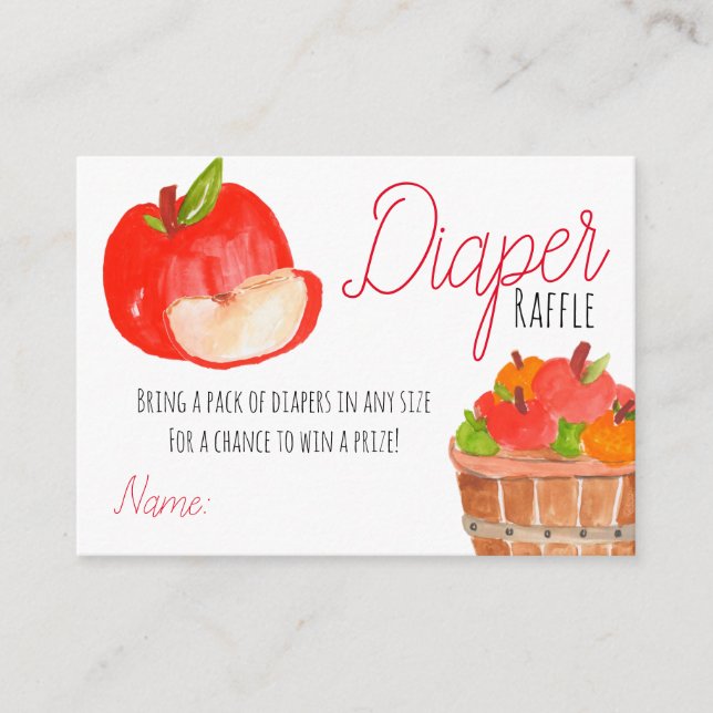 Cute fall apple babyshower diaper raffle card (Front)