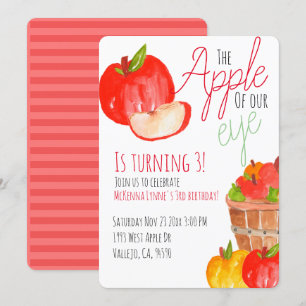 Cute fall apple kid birthday party invitation