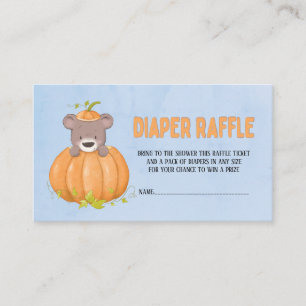 Cute Fall Autumn Bear Pumpkin Diaper Raffle  Business Card