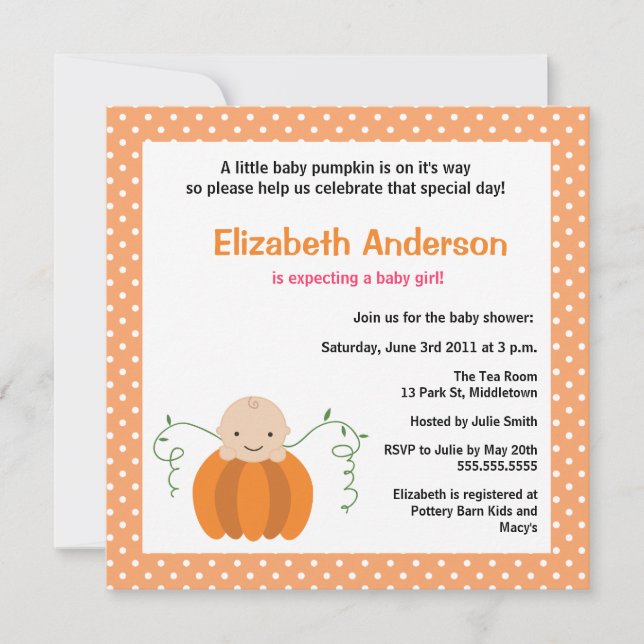 Cute Fall Baby Shower Invitation - Girl (Front)