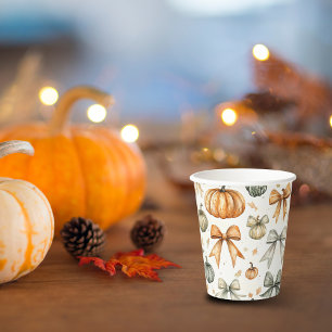 Cute Fall Bow Pattern Paper Cups