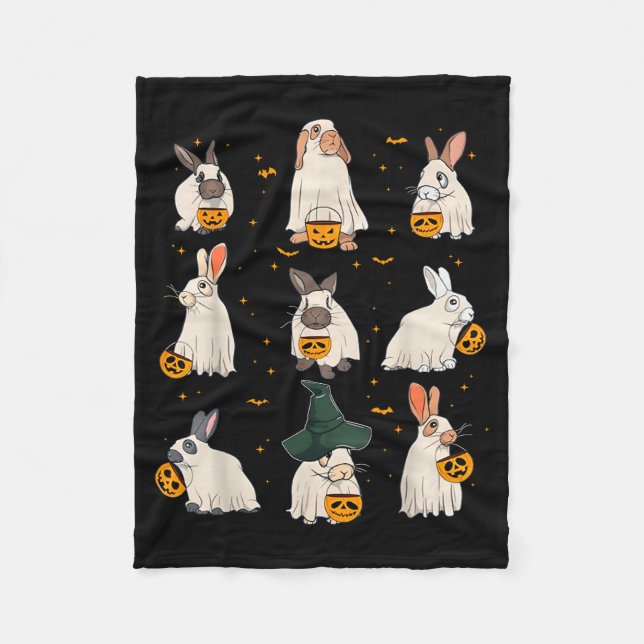 Cute Fall Bunny Ghost Costume Rabbit Lover Soky Se Fleece Blanket (Front)