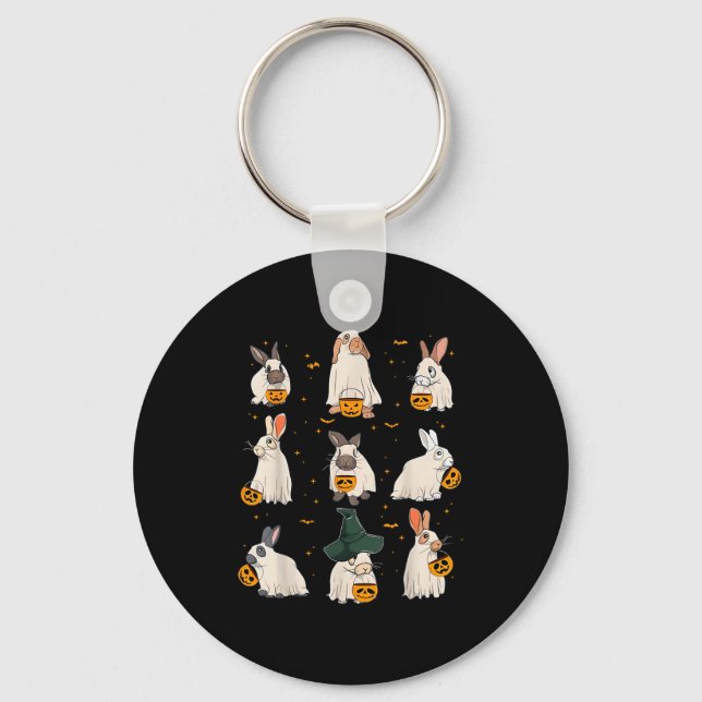 Cute Fall Bunny Ghost Costume Rabbit Lover Soky Se Key Ring (Front)
