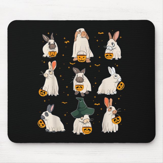 Cute Fall Bunny Ghost Costume Rabbit Lover Soky Se Mouse Mat (Front)