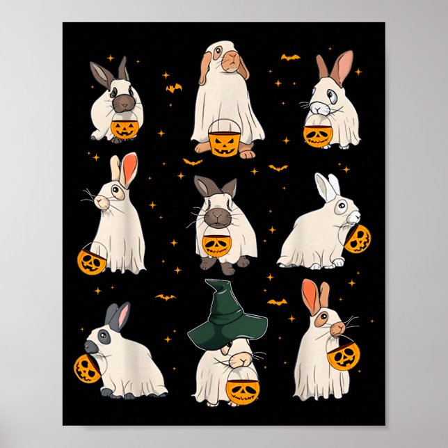 Cute Fall Bunny Ghost Costume Rabbit Lover Soky Se Poster (Front)