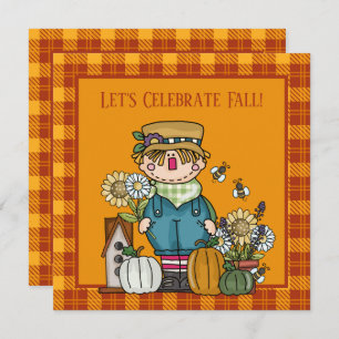 Cute Fall Celebration scarecrow Invitation