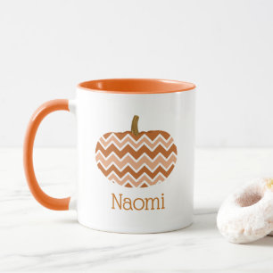 Cute Fall Chevrons Pumpkin Personalised Mug