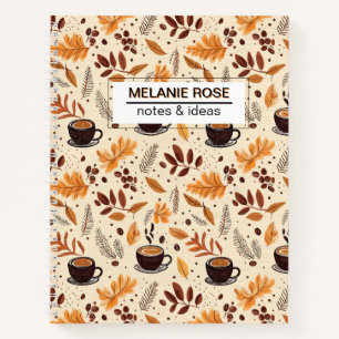 Cute Fall Coffee Pattern  Custom Spiral Notebook