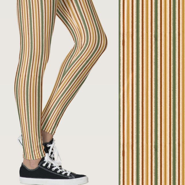 Cute fall colours fuzzy stripes seasonal patterned leggings (Creator Uploaded)