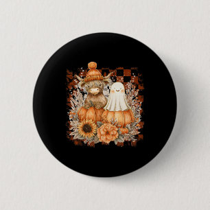 Cute Fall Cow Ghost Spooky Season Autumn Halloween 6 Cm Round Badge