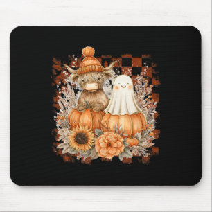 Cute Fall Cow Ghost Spooky Season Autumn Halloween Mouse Mat