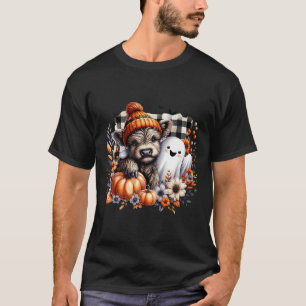 Cute Fall Cow Ghost Spooky Season Autumn  T-Shirt