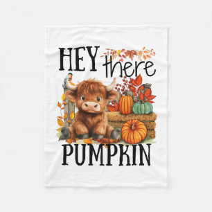 Cute Fall Cow Hey There Pumpkin Autumn Thanksgivin Fleece Blanket