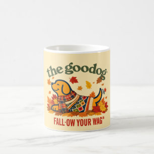Cute Fall Dog Silhouette In Pile Of Leaves Coffee Mug