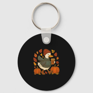 Cute Fall Duck Pumpkin Spice Latte Autumn Coffee G Key Ring