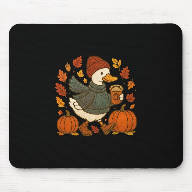 Cute Fall Duck Pumpkin Spice Latte Autumn Coffee G Mouse Mat (Front)