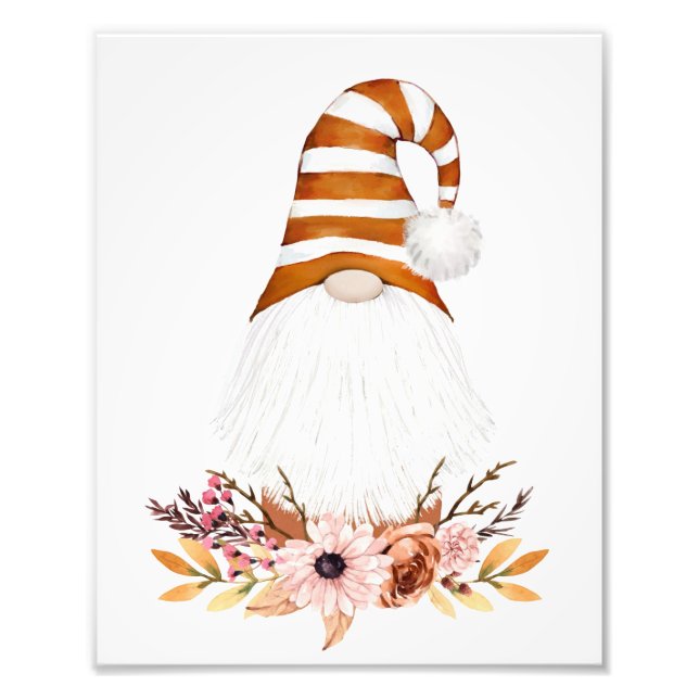 Cute  Fall Florals and Gnome Wall Art (Front)