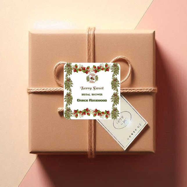 Cute Fall Foliage Autumn Berry Sweet Bridal Shower Square Sticker (Cute Fall Foliage Autumn Berry Sweet Bridal Shower Square Sticker)