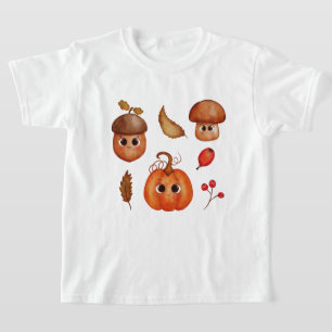 Cute Fall Friends Kids T-Shirt Kawaii Autumn
