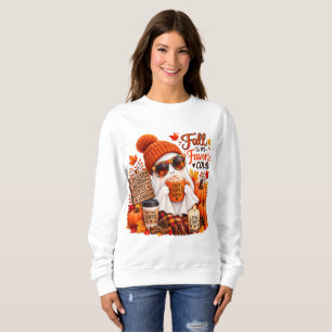 Cute Fall Ghost Autumn Pumpkin Coffee Cosy Hallowe Sweatshirt