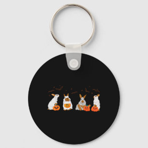 Cute Fall Ghost Bunny Rabbit Halloween Costume Key Ring