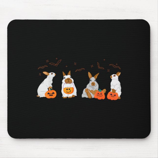 Cute Fall Ghost Bunny Rabbit Halloween Costume Mouse Mat (Front)