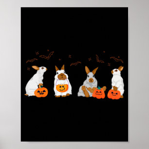 Cute Fall Ghost Bunny Rabbit Halloween Costume Poster