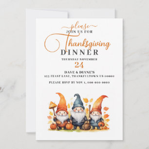 Cute Fall GNOMES Thanksgiving  Invitation