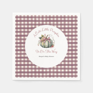 Cute Fall Green & Plum Pumpkin Themed Baby Shower Napkin