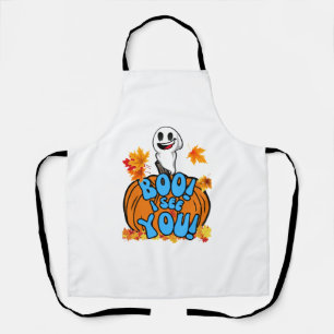 Cute Fall Halloween ghost Boo! I see You! Sticker Apron