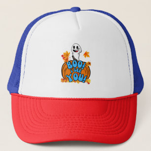 Cute Fall Halloween ghost Boo! I see You! Sticker Trucker Hat