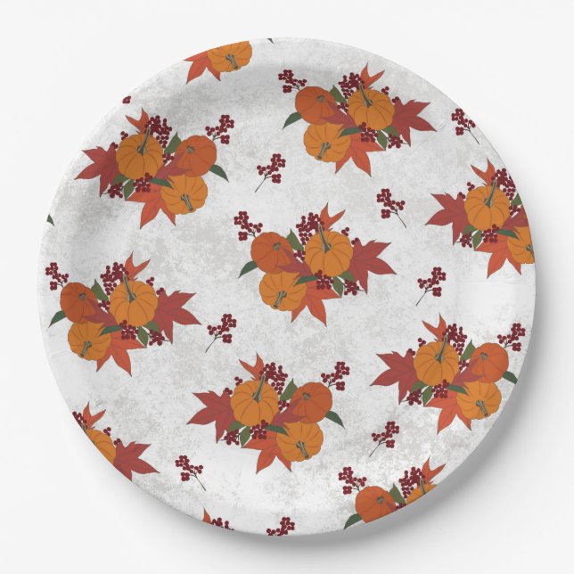 Cute Fall Harvest Paper Plate (Front)