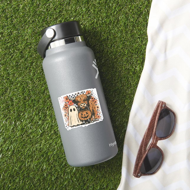 Cute Fall Highland Cow Ghost Halloween (HydroFlask Insitu)