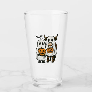 Cute Fall Highland Cow Ghost Halloween 2 Glass
