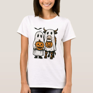 Cute Fall Highland Cow Ghost Halloween 2 T-Shirt
