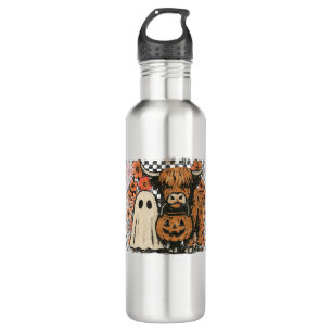 Cute Fall Highland Cow Ghost Halloween 710 Ml Water Bottle