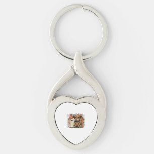 Cute Fall Highland Cow Ghost Halloween Key Ring