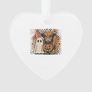 Cute Fall Highland Cow Ghost Halloween Ornament