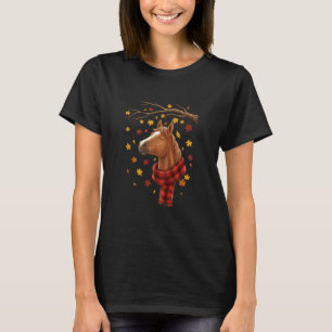 Cute Fall Horse Lover Autumn Season Leaves Colours T-Shirt