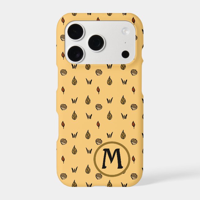 Cute Fall Leaves Acorns Pattern Custom Monogram (Back)