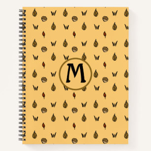 Cute Fall Leaves Acorns Pattern Custom Monogram Notebook