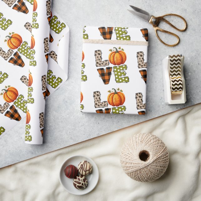 Cute Fall LOVE | Autumn Pumpkin Wrapping Paper (Crafts)