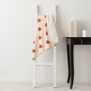 Cute Fall Maple Leaf Pattern Kawaii Sherpa Blanket